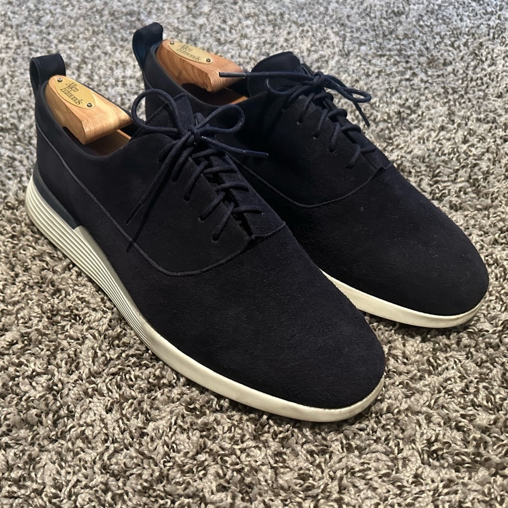 Wolf & Shepherd longwing navy white Italian suede navy white dress sneakers 9.5